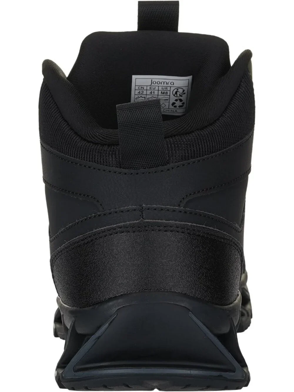 Joomra Men's All Black Rubber Leather High Top Athletic Inspired Lace Up Sneaker